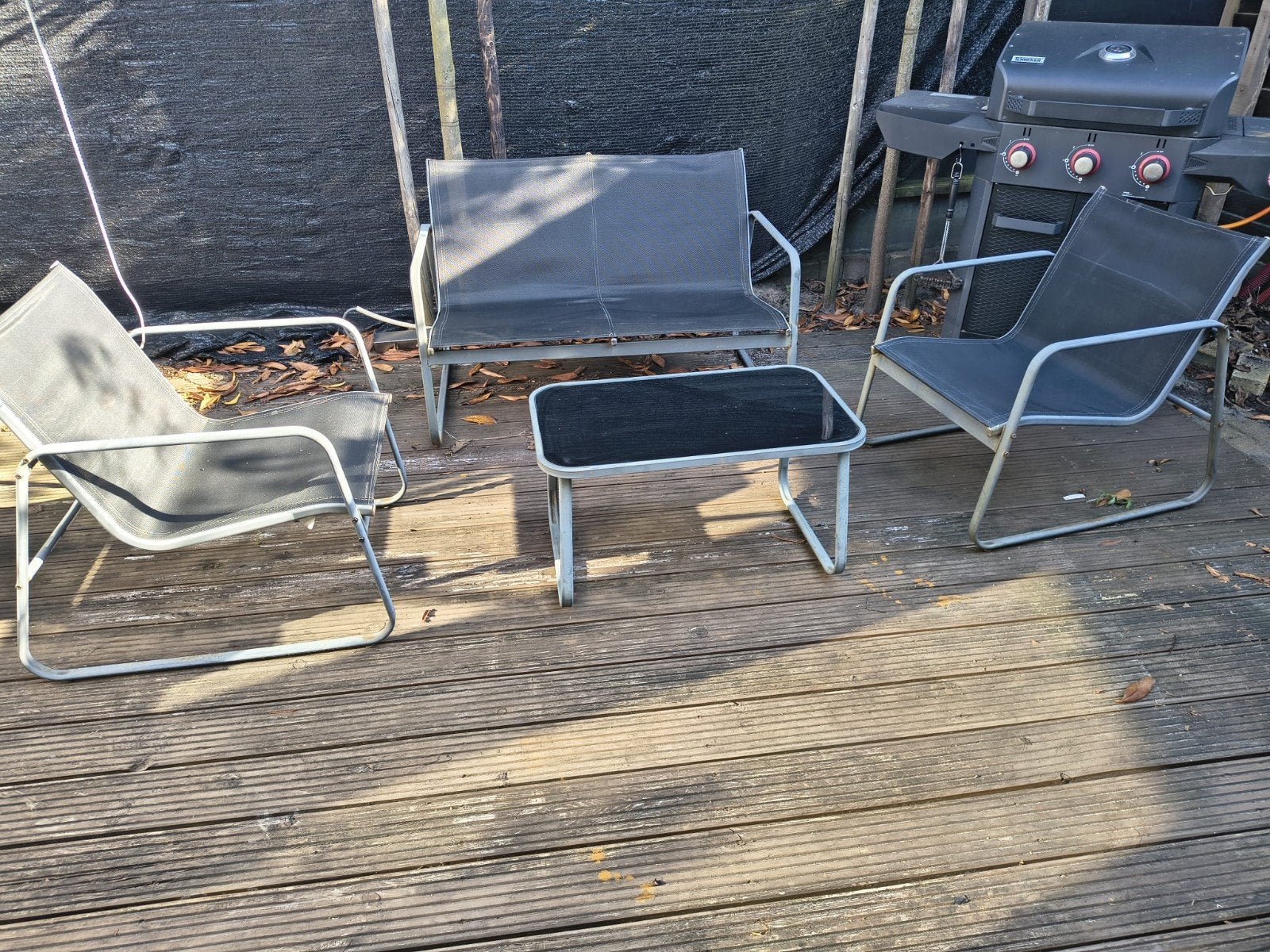 Leuk klein tuinsetje - ideaal voor balkon of kleine tuin, 4 zitplaatsen, Gebruikt, Aluminium, Ophalen of Verzenden