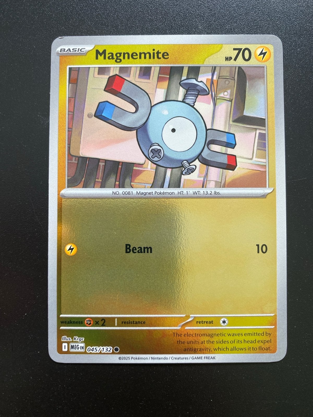 Magnemite 045/132 Reverse Holo Pokémon Mega Evolution, Ophalen of Verzenden, Zo goed als nieuw, Losse kaart, Foil