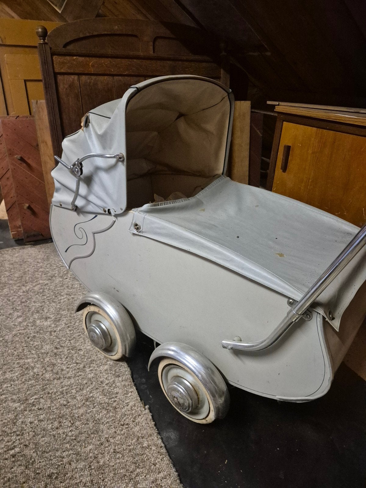 Vintage Kinderwagen - Grijs - Klassiek Model, Ophalen, Gebruikt, Kinderwagen, Overige merken
