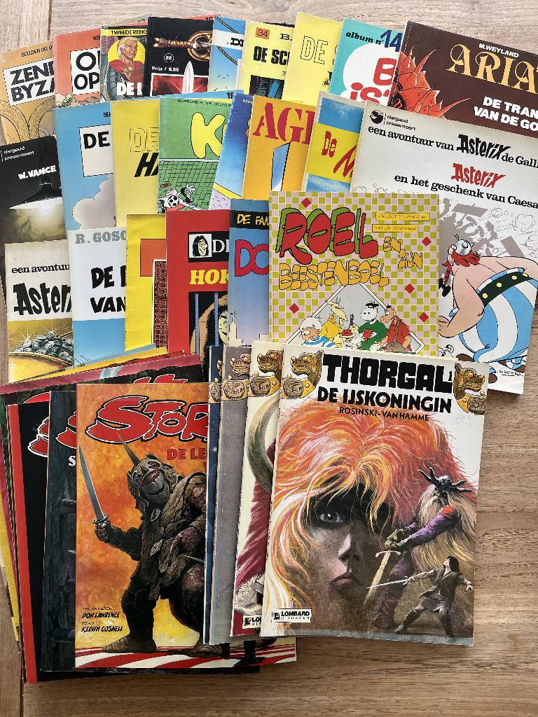 Pakket van 50 stripboeken, o.a. Kuifje, Thorgal, Storm, Meerdere stripboeken, Ophalen, Gelezen, Diverse auteurs