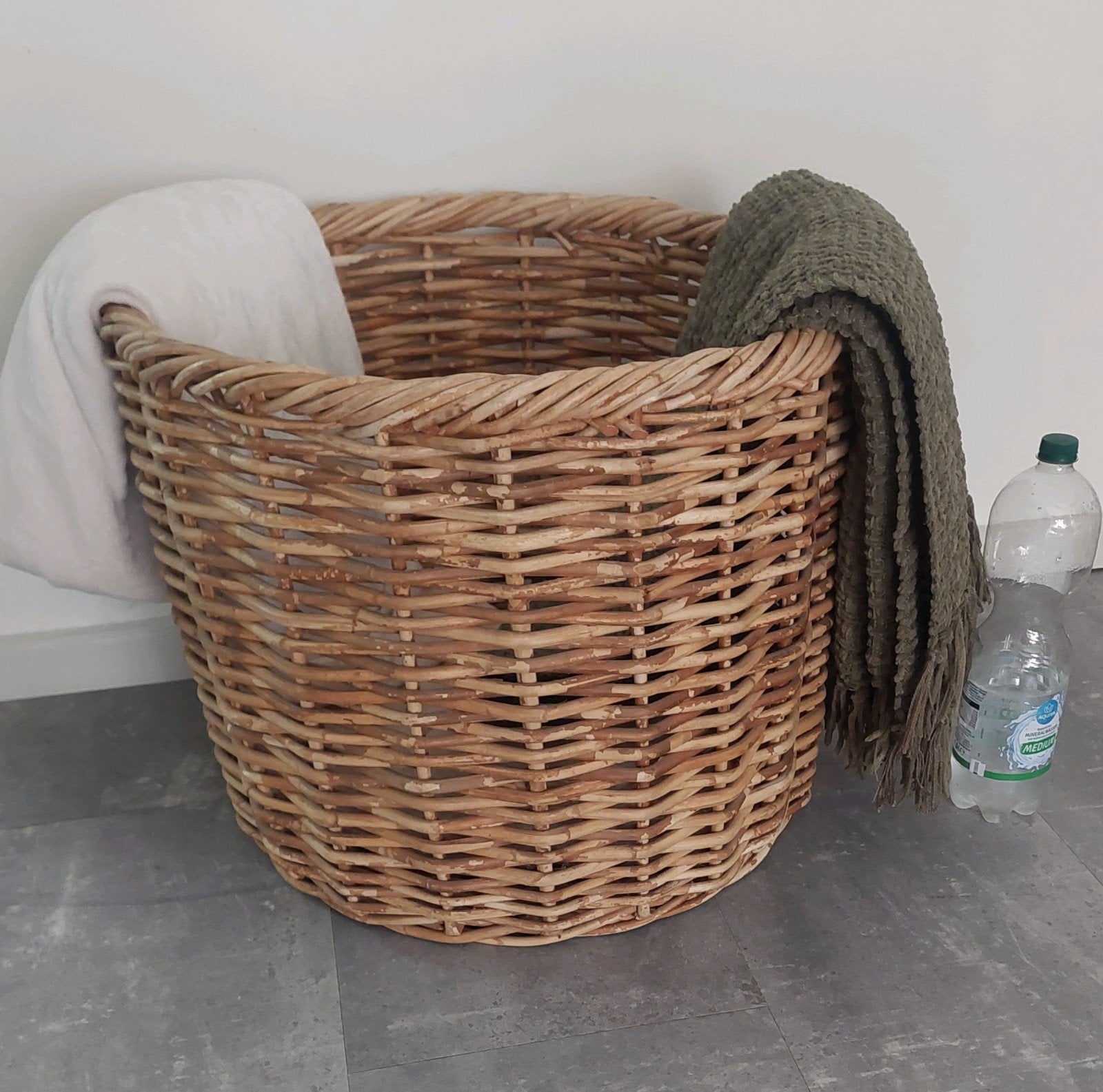 grote rotan rieten mand, houtmand,plantenmand,deco opbergman, Ophalen, Gevlochten, Mand, Rond
