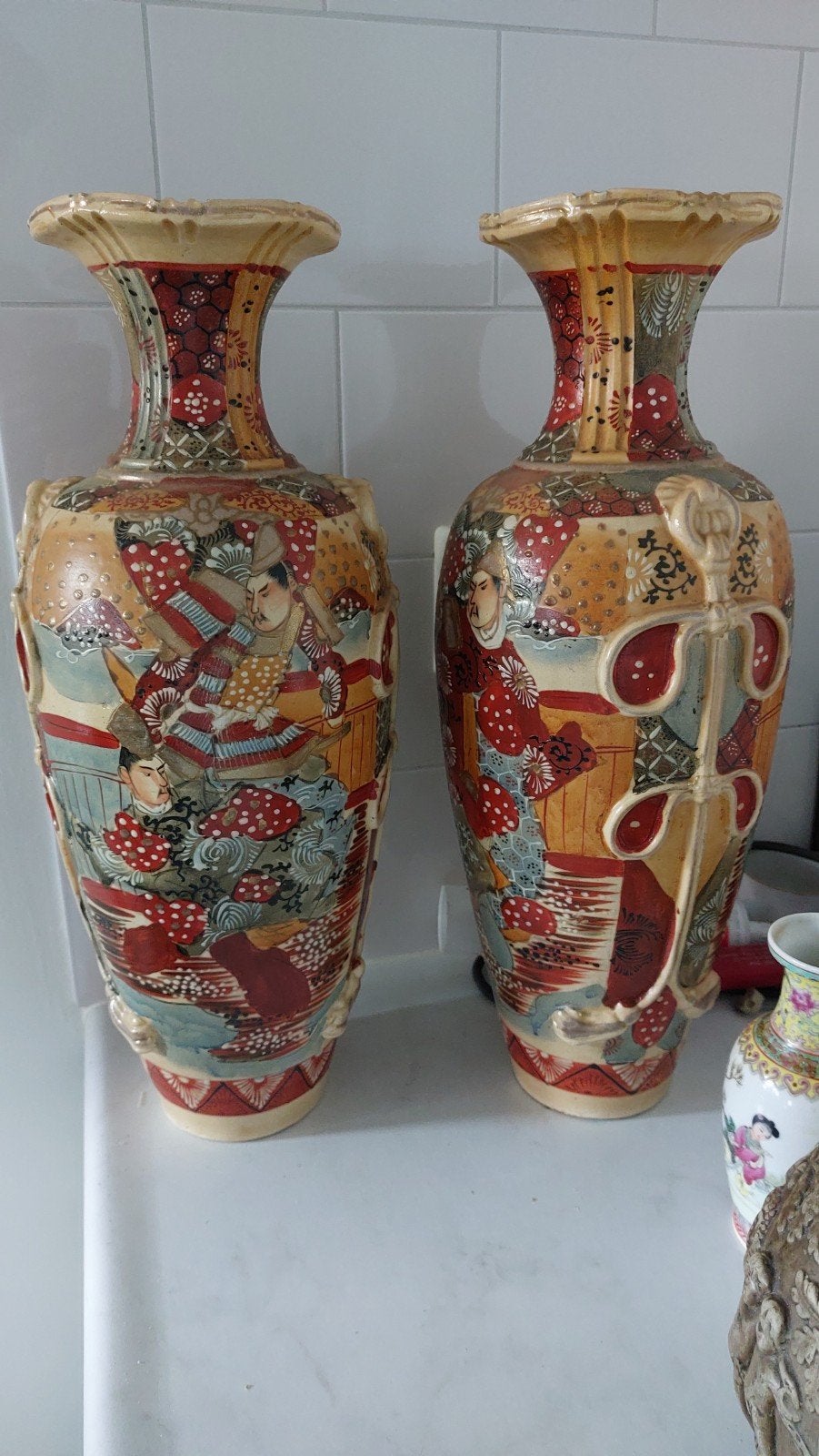 Prachtig paar antieke Japanse Satsuma vazen, Antiek en Kunst, Antiek | Vazen, Ophalen