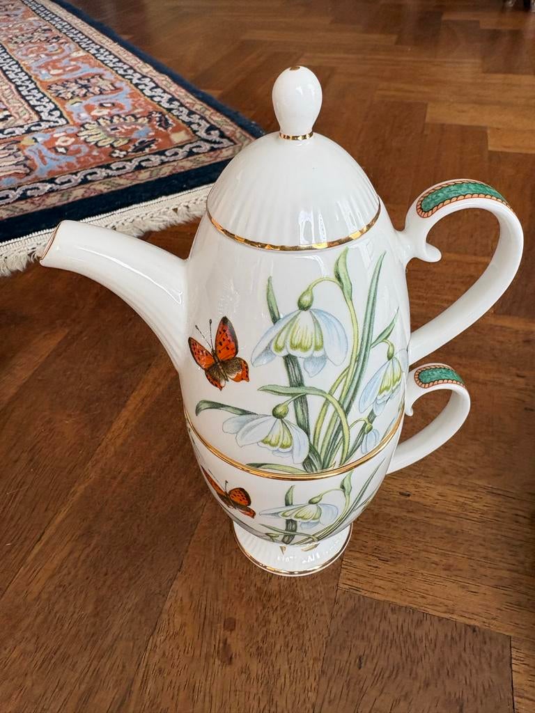 Hudson Middleton Theepot met kopje Sneeuwklokjes, Antiek en Kunst, Ophalen of Verzenden