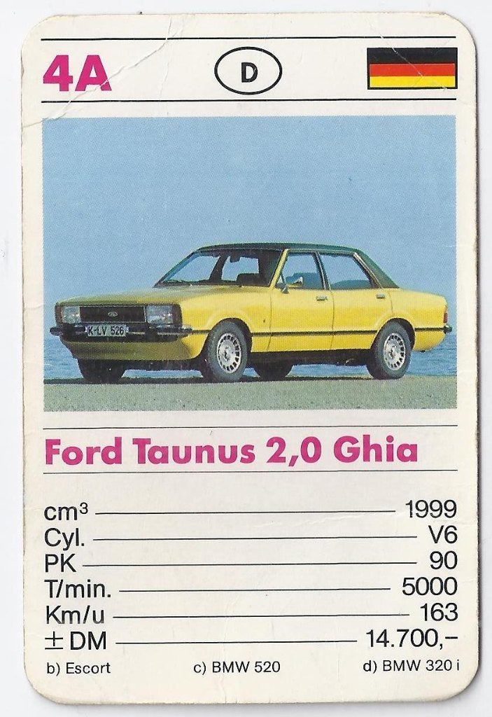 Kw3066 autokaartje ford taunus 2,0 ghia ( 4a ), Ophalen of Verzenden, Zo goed als nieuw, Auto's