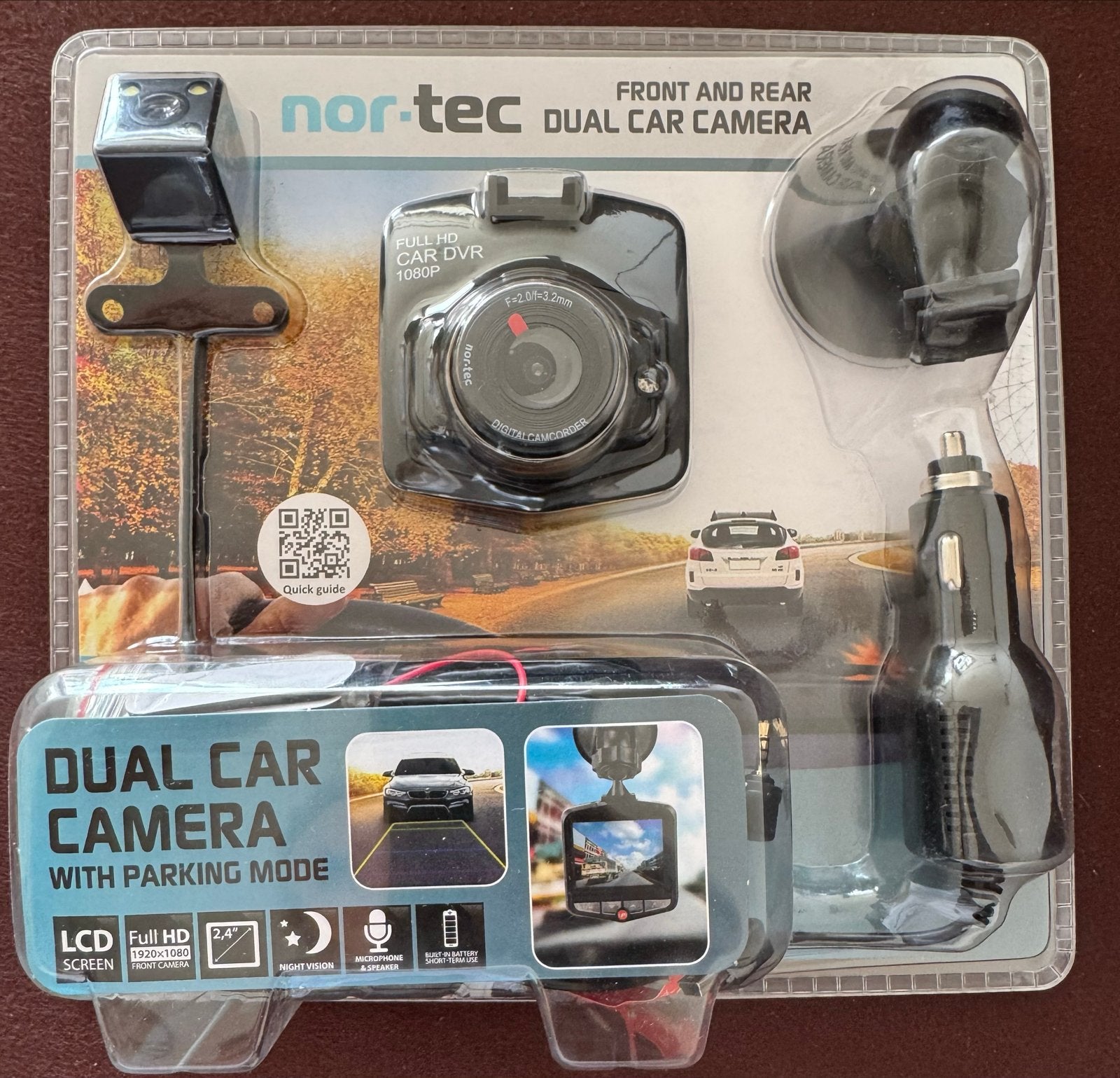 Nor-Tec Dual Car Camera - Voor en Achter met Parkeermodus, Ophalen of Verzenden, Nieuw
