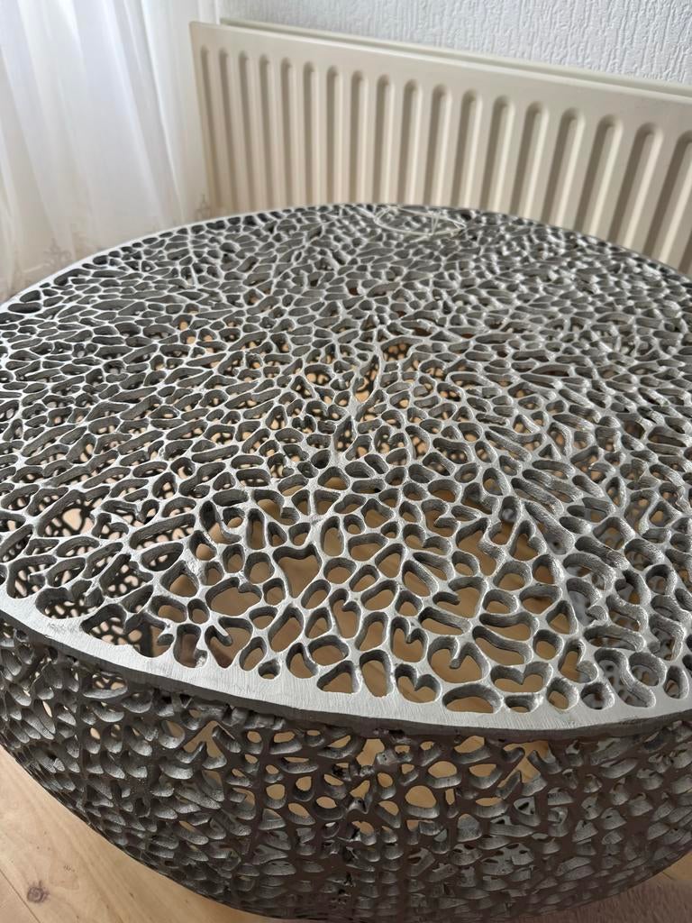 ABSTRACT LEAF salontafel zilver, Ophalen, Rond, 50 tot 100 cm, Zo goed als nieuw