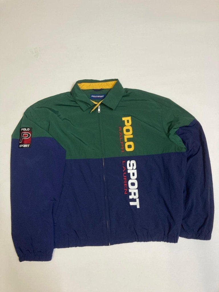 Y2k Polo Ralph Lauren Windbreaker Navy/Green - Size L, Maat 52/54 (L), Blauw, Ralph Lauren, Ophalen of Verzenden