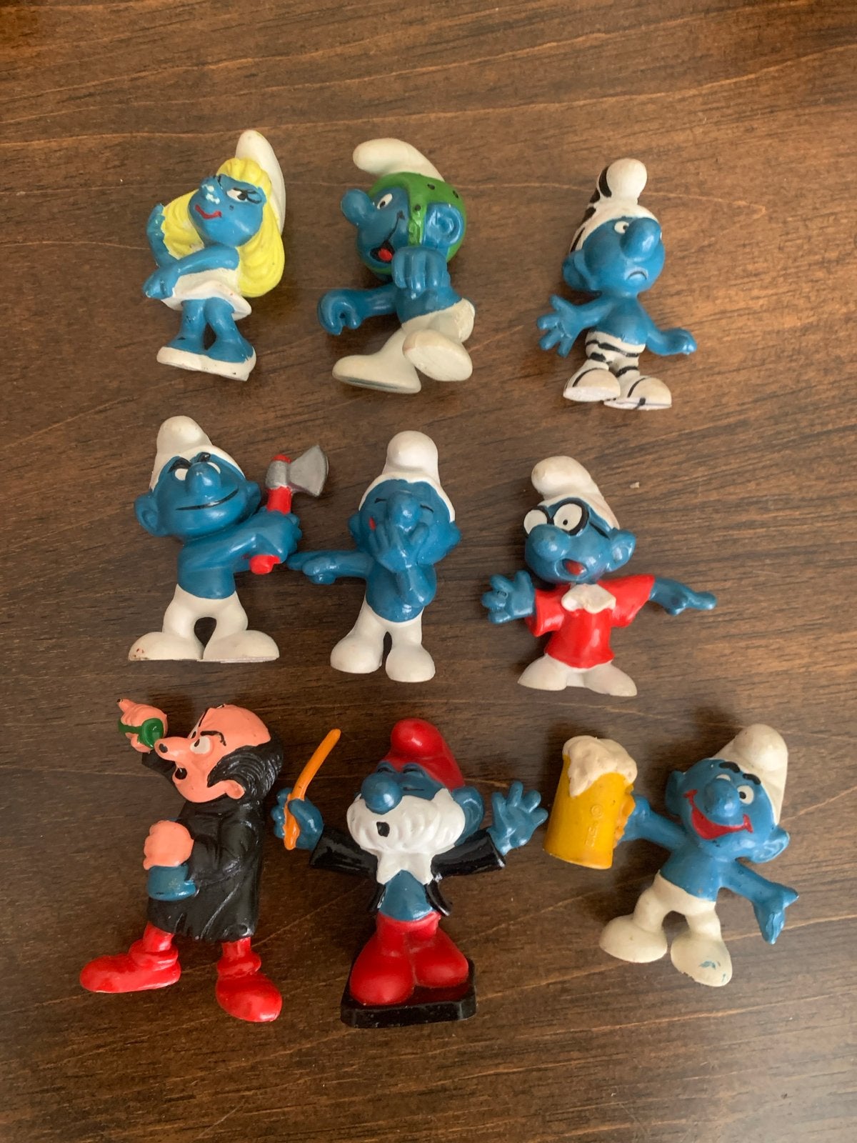 Smurfen beeldjes collectie - 9 stuks, inclusief Gargamel, Verzamelen, Smurfen, Ophalen of Verzenden, Gebruikt, Verschillende Smurfen