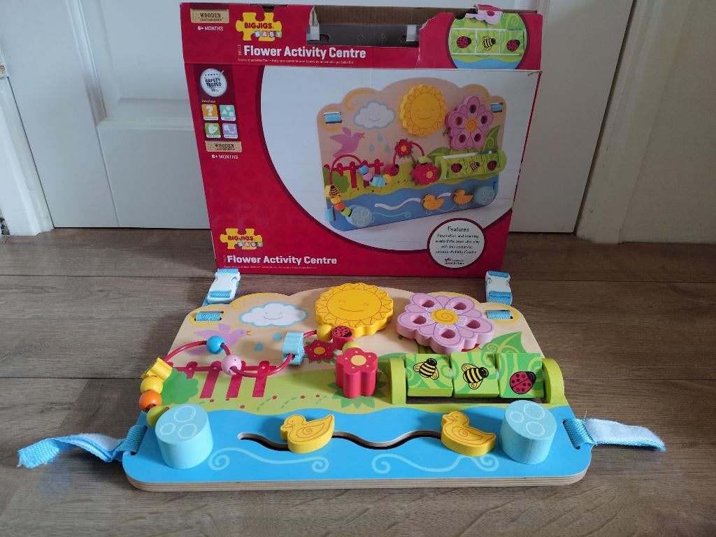 activiteitenbord box (hout), Kinderen en Baby's, Speelgoed | Babyspeelgoed, Gebruikt, Overige typen, Ophalen