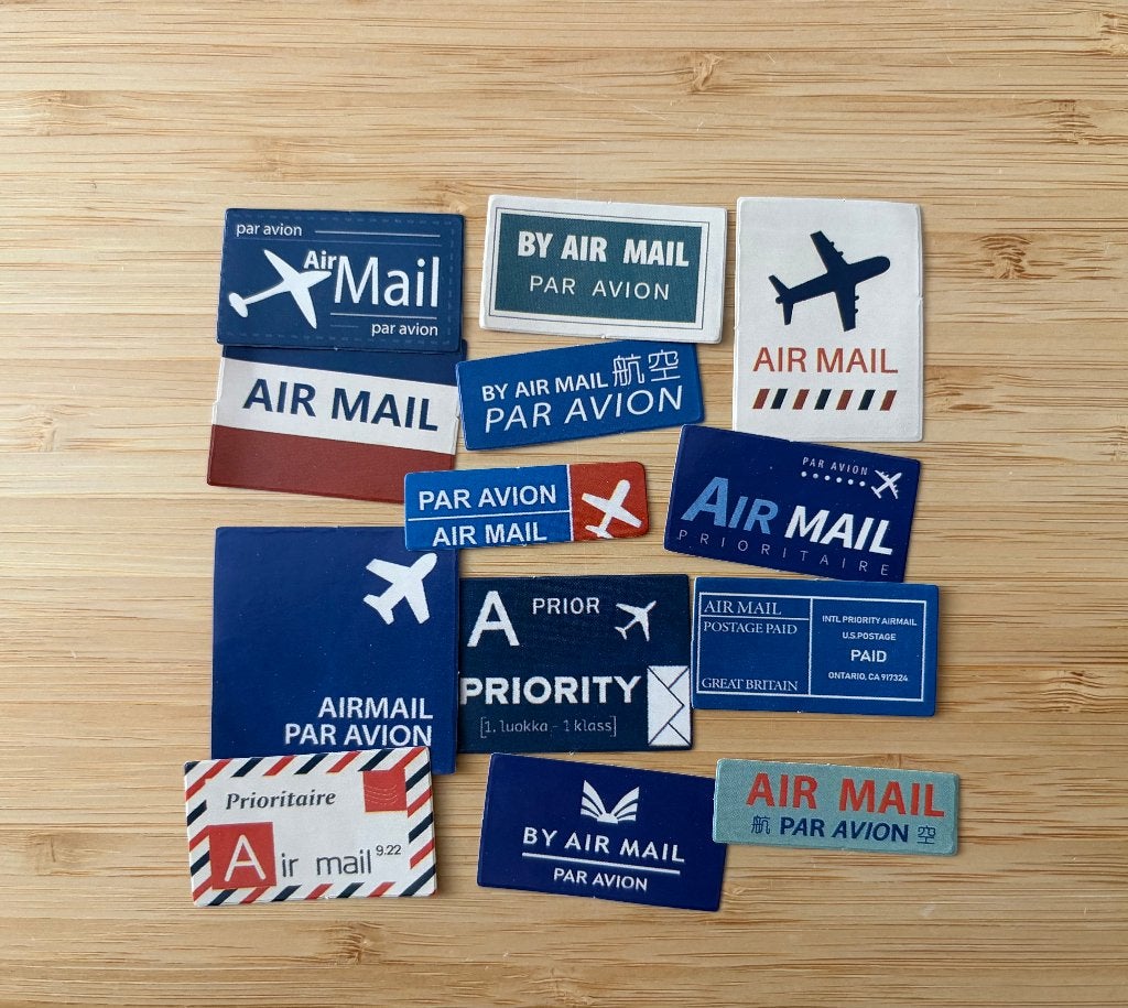 Reizen, travel, vliegtuig post stickers, Verzenden, Nieuw, Meerdere stickers