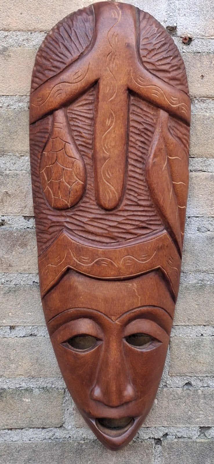 JAVA. Wall mask. Hardhout. 18/50/5 cm, Antiek en Kunst, Bruin, Masker, 50 cm, Indonesië