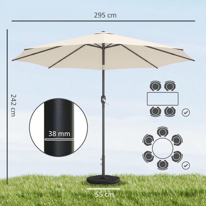 Parasol 3x3m met kantelfunctie en zandzakvoet, Tuin en Terras, Ophalen of Verzenden, Nieuw, Minder dan 1 meter