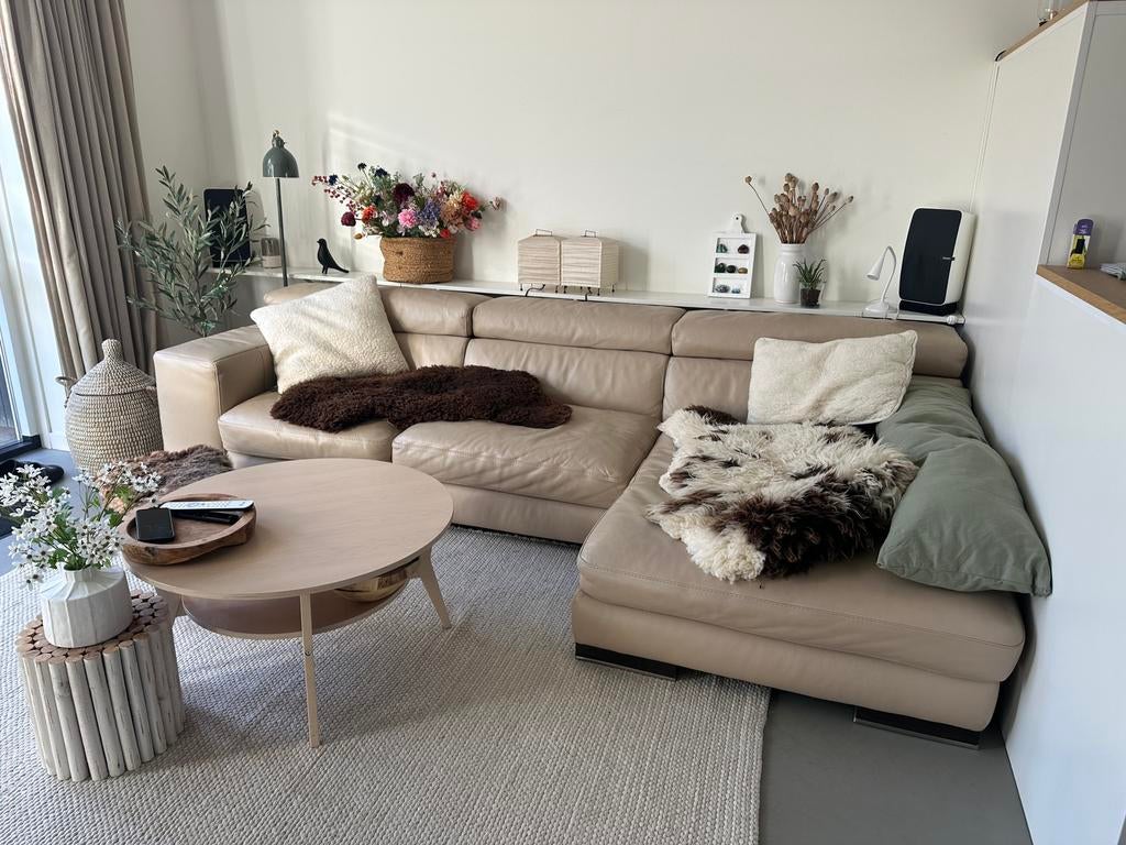 Natuzzi zitbank met chaise longue, Ophalen, Zo goed als nieuw