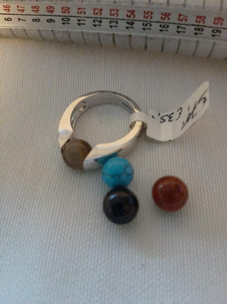 Zilveren Melano ring mt 55 cateye steen en 3 gratis stenen., Sieraden, Tassen en Uiterlijk, Ringen, Nieuw, Ophalen of Verzenden