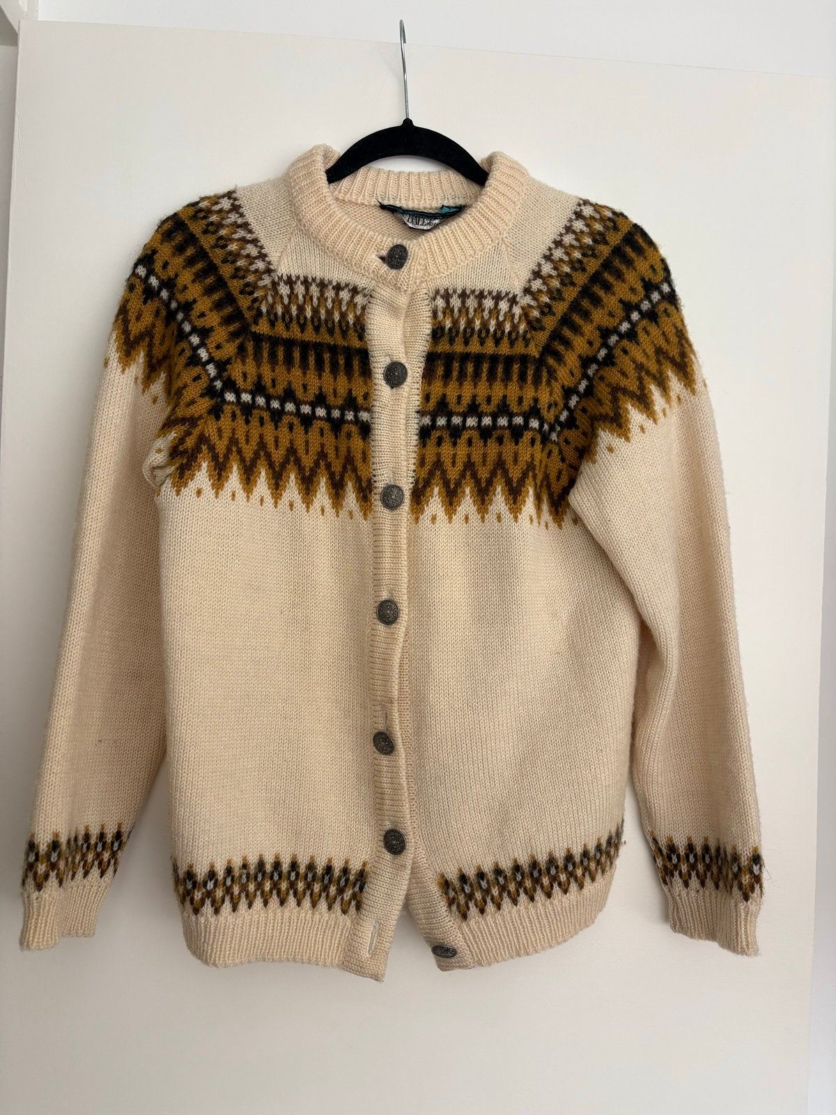 70’s Vintage Dale of Norway wollen vest met Noors patroon, Ophalen of Verzenden, Zo goed als nieuw, Maat 38/40 (M), Beige