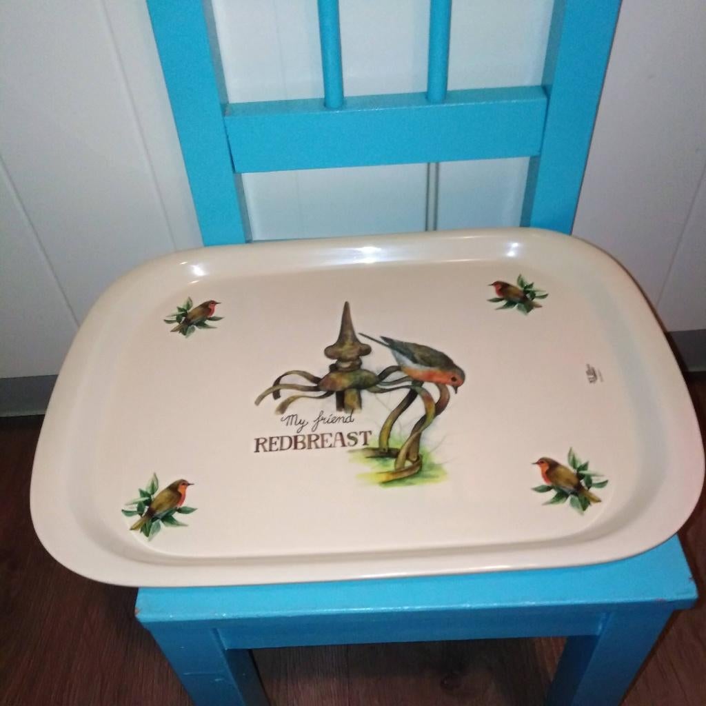 Dienblad my friend redbreast Jet ter Steege, Huis en Inrichting, Ophalen, Gebruikt, Overige vormen, Kunststof