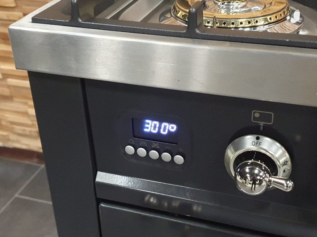 Luxe Boretti Fornuis 90cm antraciet + rvs 6 pit 300 oven, Niet ingevuld, 60 cm of meer, Niet ingevuld, Ophalen of Verzenden