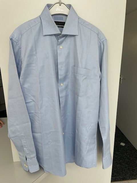 Blauw overhemd met fijn werkje Maat 39 , Kleding | Heren, Overhemden, Blauw, Gedragen, John Miller, Halswijdte 39/40 (M)