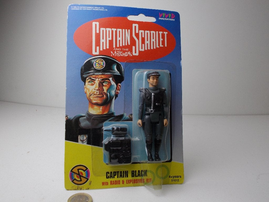 1993 Vived CAPTAIN SCARLET (BLACK) NIEUW OP KAART! (-A-), Ophalen of Verzenden, Nieuw, Tv, Actiefiguur of Pop