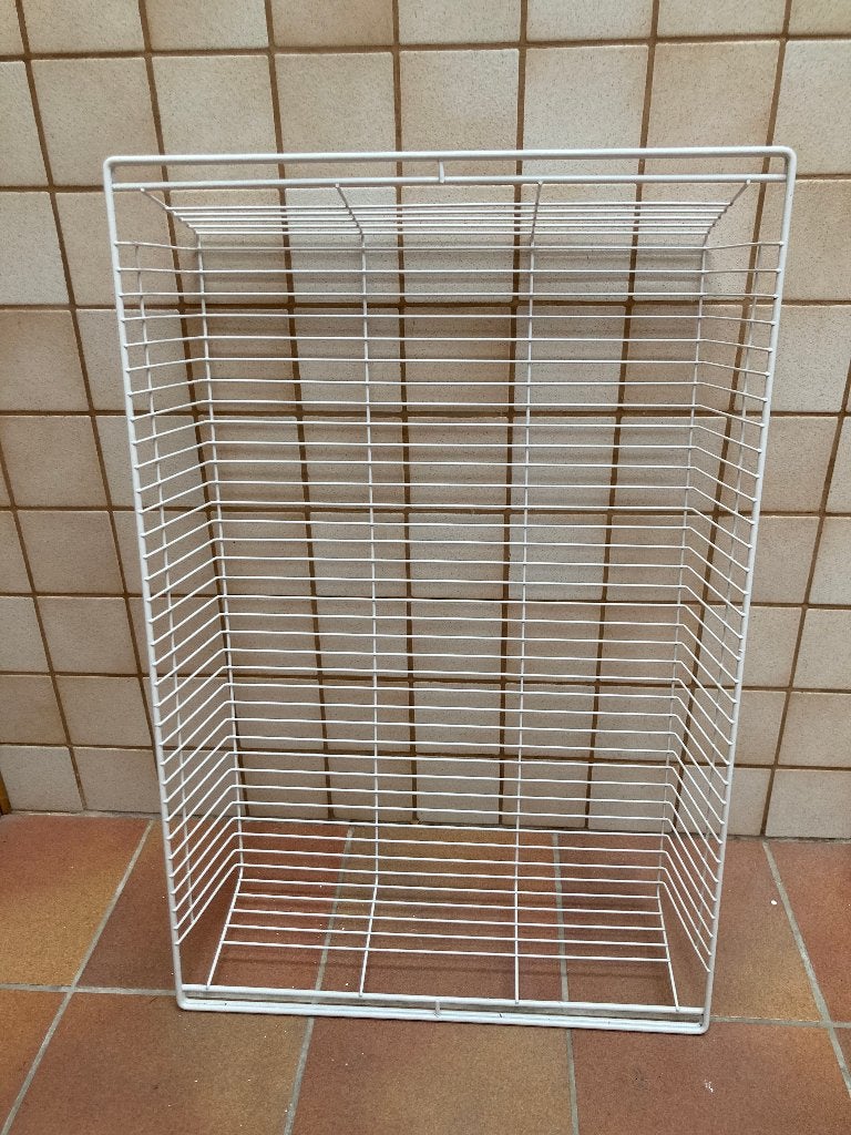 Grote witte lage metalen stalen draadmand opbergmand mand, Overige materialen, Mand, Ophalen of Verzenden, Zo goed als nieuw