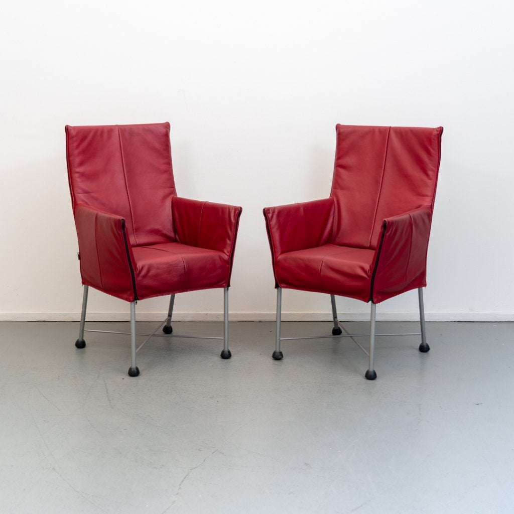 Montis Chaplin stoelen, ferrari rood leder