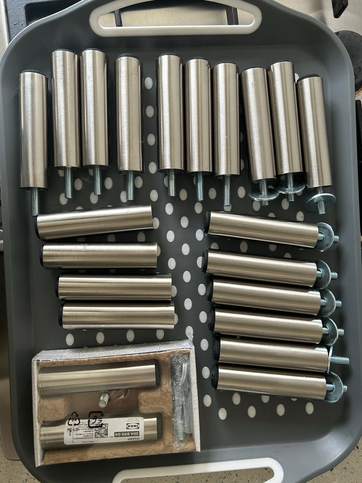 IKEA ÖSARP Meubelpoten, roestvrij staal 10 cm (20 stuks, Ophalen, Zo goed als nieuw