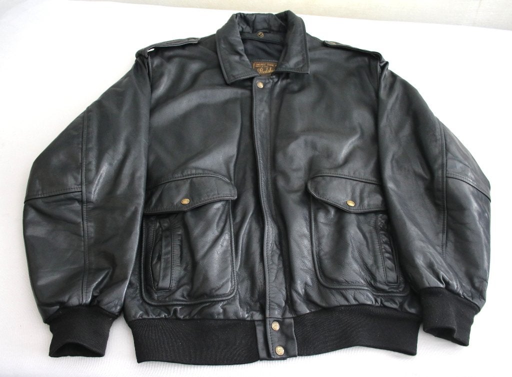 Vintage Redskins zwarte leren B-32/bomberjacket XXL, Zwart, Overige maten, Ophalen of Verzenden, Zo goed als nieuw