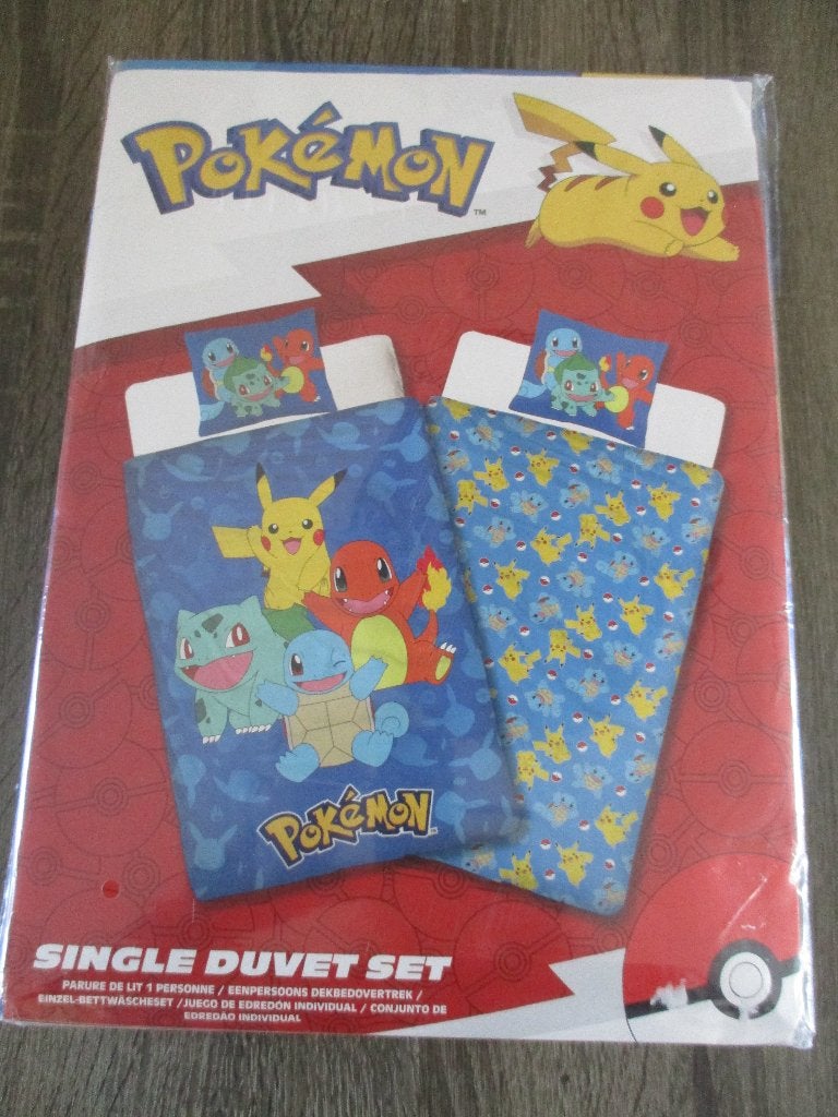 Pokemon Dekbedovertrek, Ophalen, Eenpersoons, Blauw, Dekbedovertrek