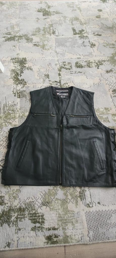 leren vest zgan., Kleding | Heren, Kerozen, Zwart, Overige maten, Ophalen of Verzenden