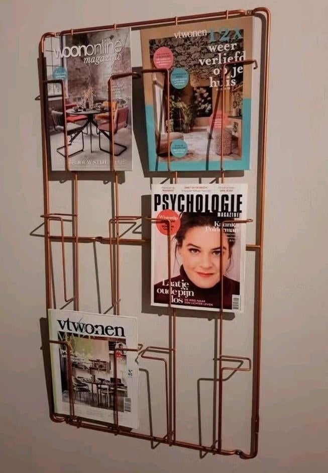 Koperkleurige wandrekken / magazine rek - set van 2, Ophalen, Zo goed als nieuw