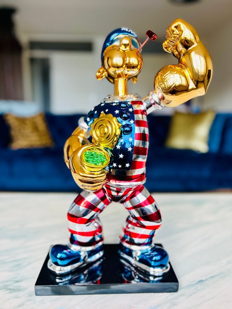 xl popeye usa sculptuur popart pop art luxe beeld cartoon, Ophalen of Verzenden, Beeld, Rood, Overige materialen