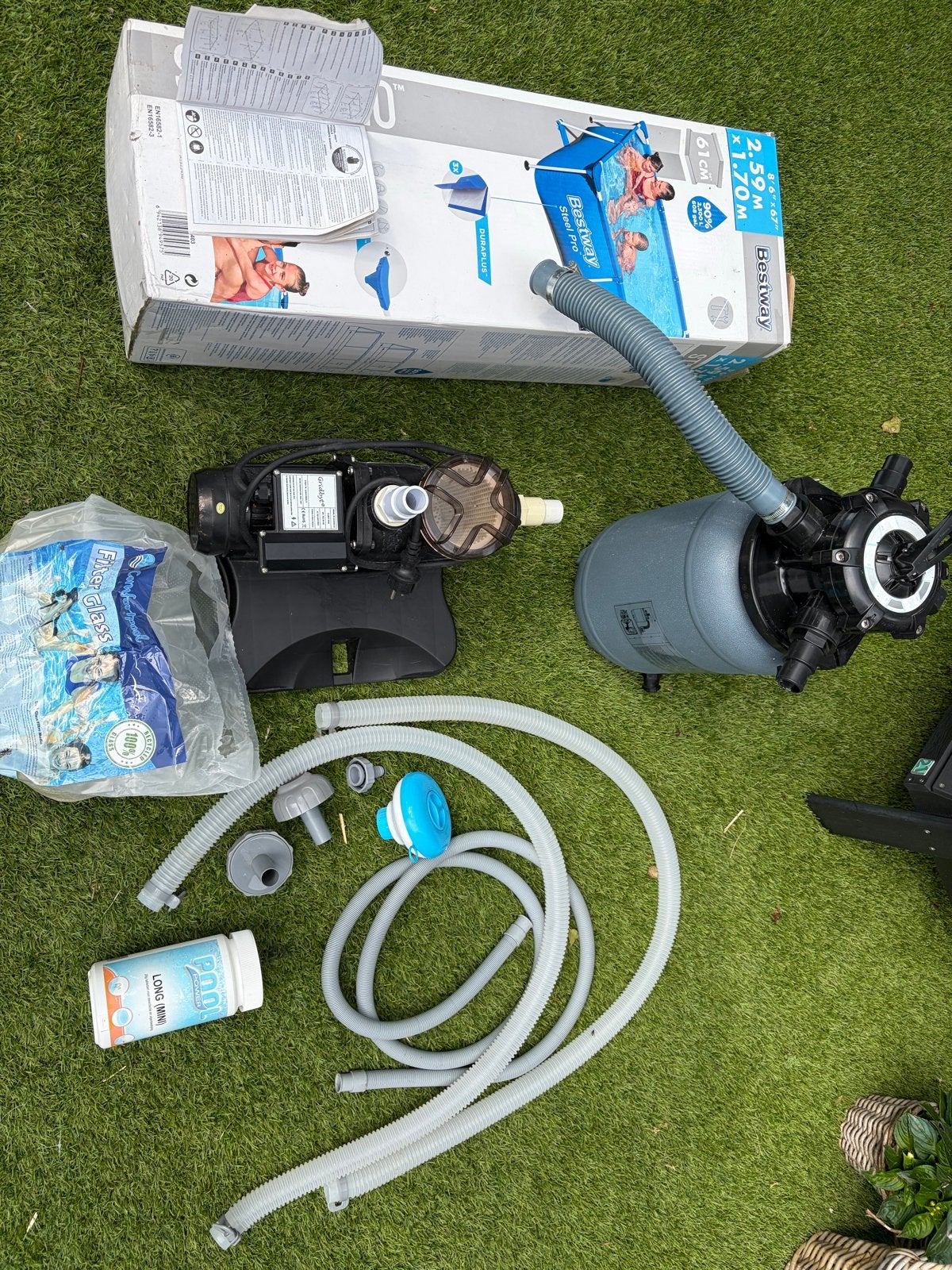 Bestway zwembad 2.59x1.7x0,61m glasfilterpomp en toebehoren, Tuin en Terras, Zwembaden, Ophalen, Gebruikt, Minder dan 80 cm, Minder dan 200 cm