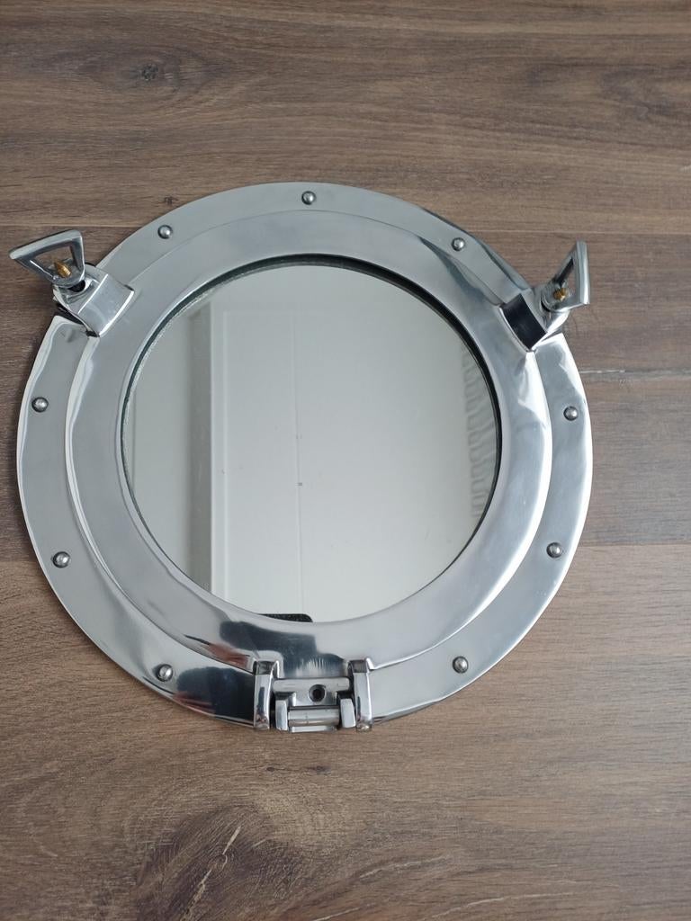 Nautische Patrijspoort Spiegel - Aluminium!, Minder dan 50 cm, Rond, Nieuw, Ophalen of Verzenden