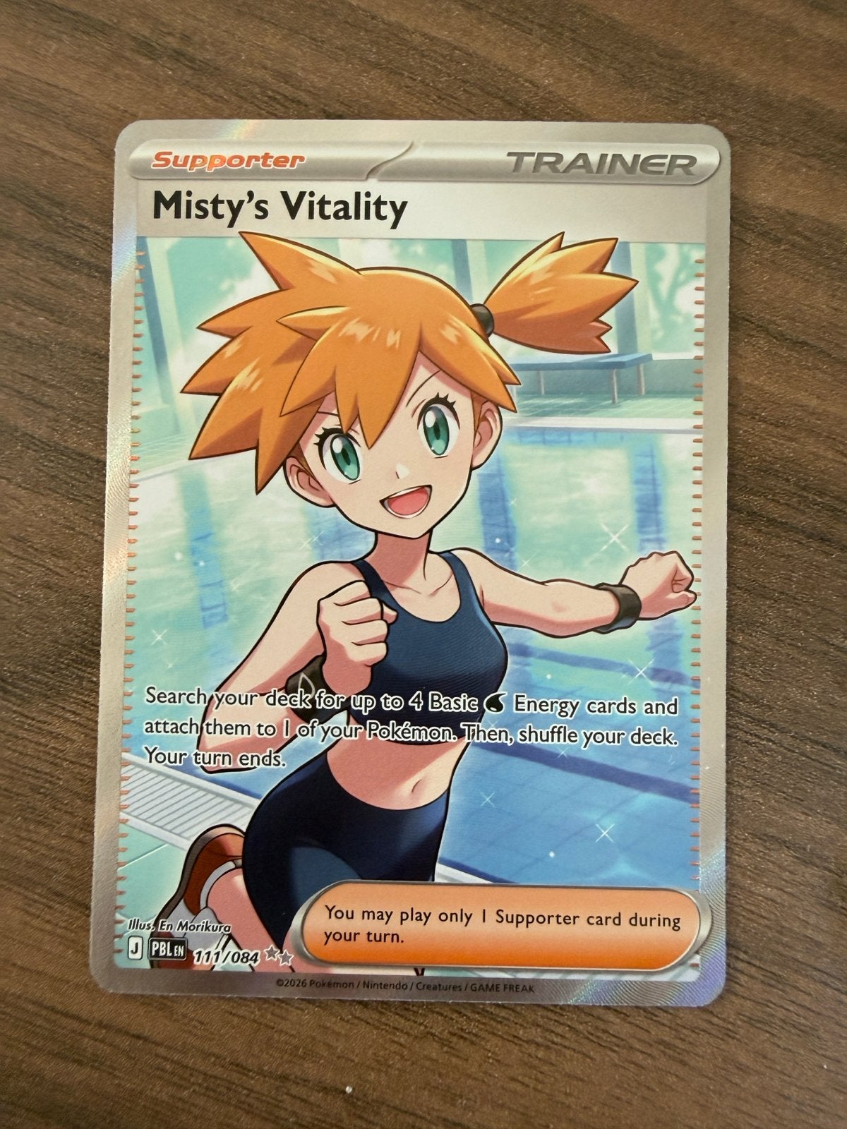Misty's Vitality Supporter Trainer Kaart Pokémon TCG, Ophalen, Zo goed als nieuw, Losse kaart, Foil
