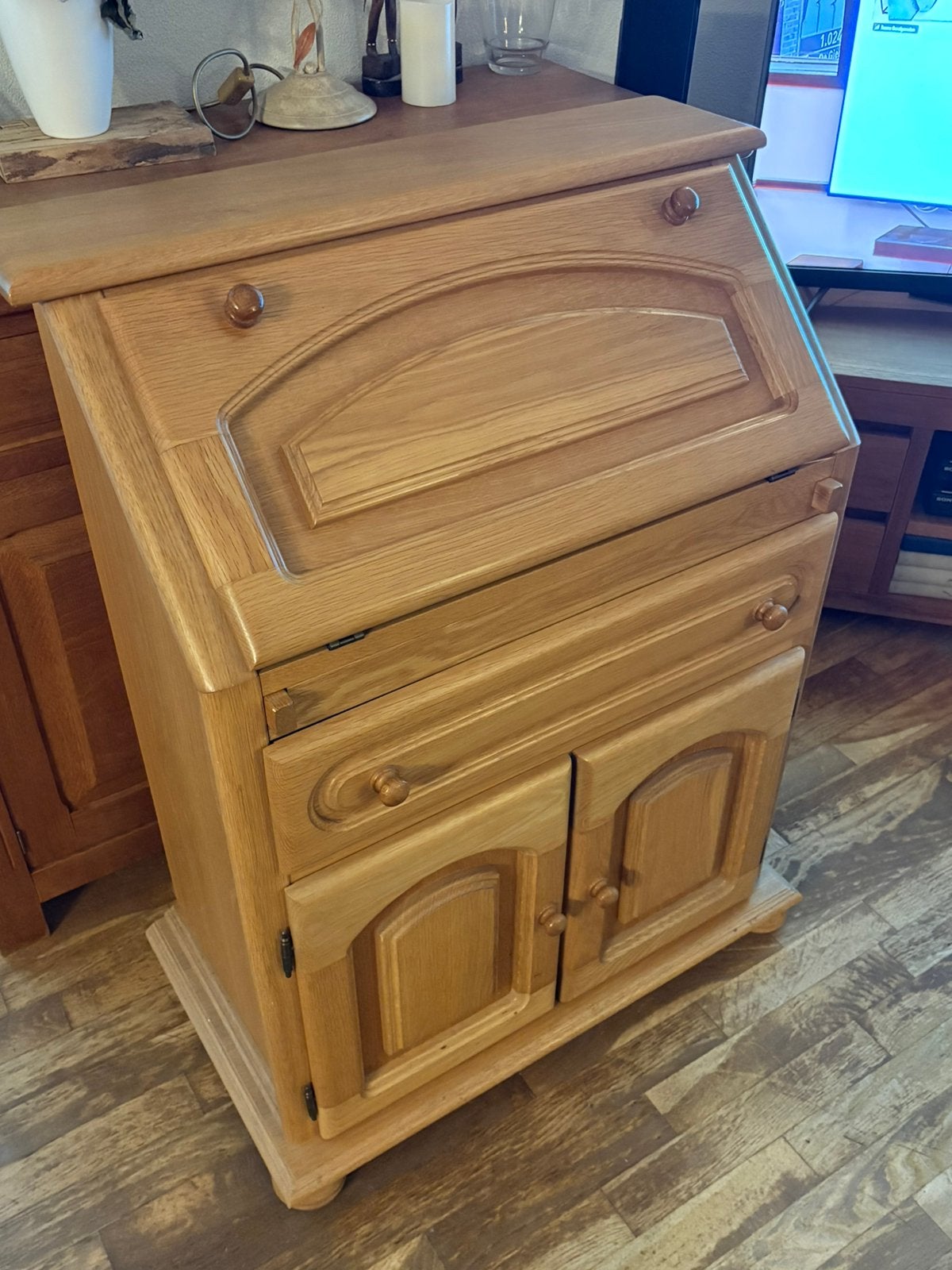 Licht eiken secretaire, blank eiken, Ophalen, Zo goed als nieuw