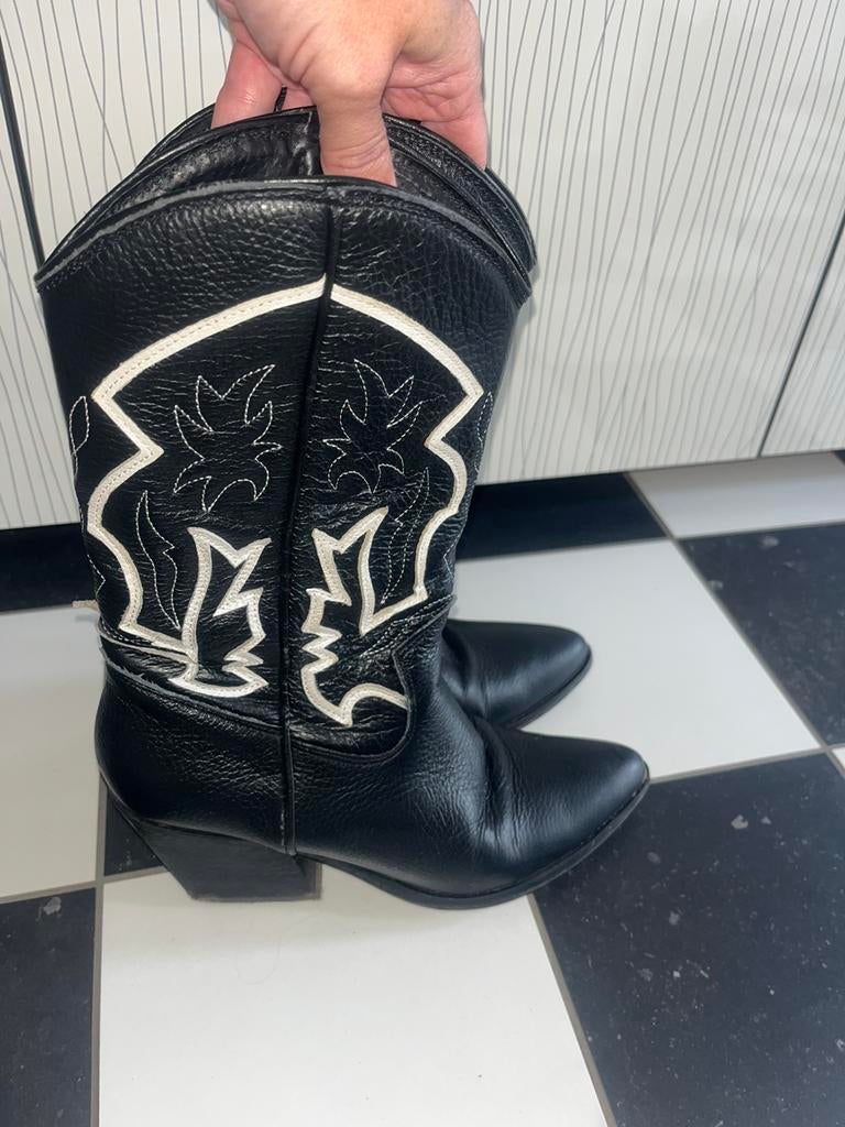 Shoeby eksept zwart leren weetern boots 38, Hoge laarzen, Zwart, Ophalen of Verzenden, Zo goed als nieuw