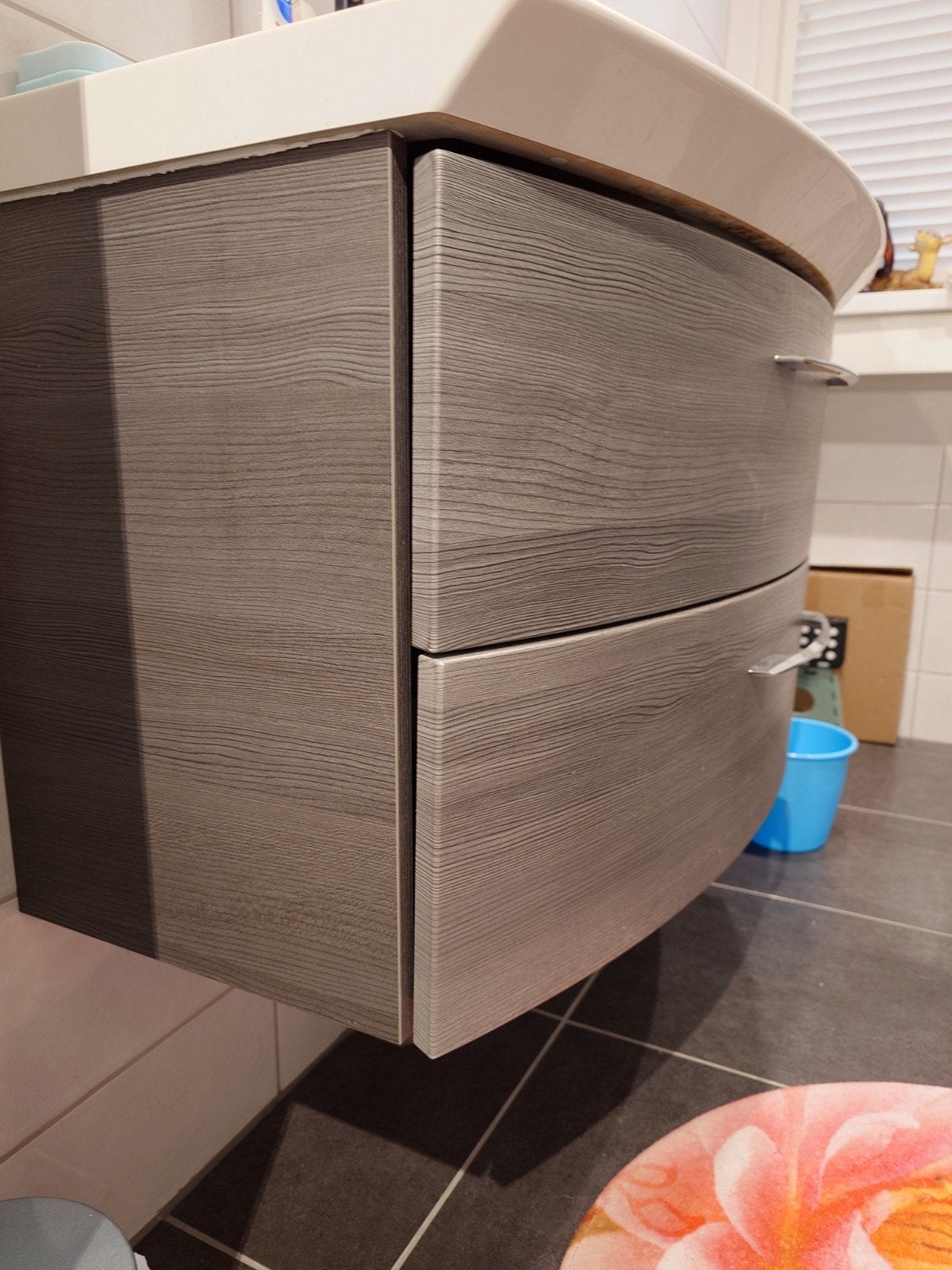 Complete Badkamermeubelset: Wastafelkast en Spiegelkast, Ophalen, 100 tot 150 cm, Zo goed als nieuw, Minder dan 100 cm