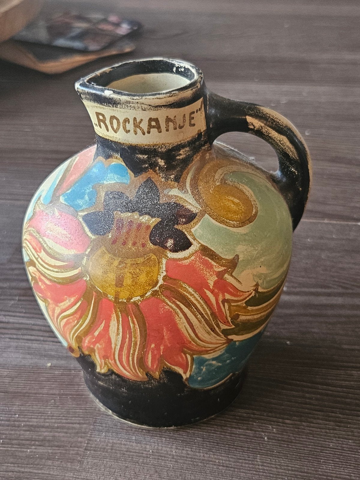 Antieke Souvenir Kan "Rockanje" - Handgeschilderd Holland, Ophalen of Verzenden