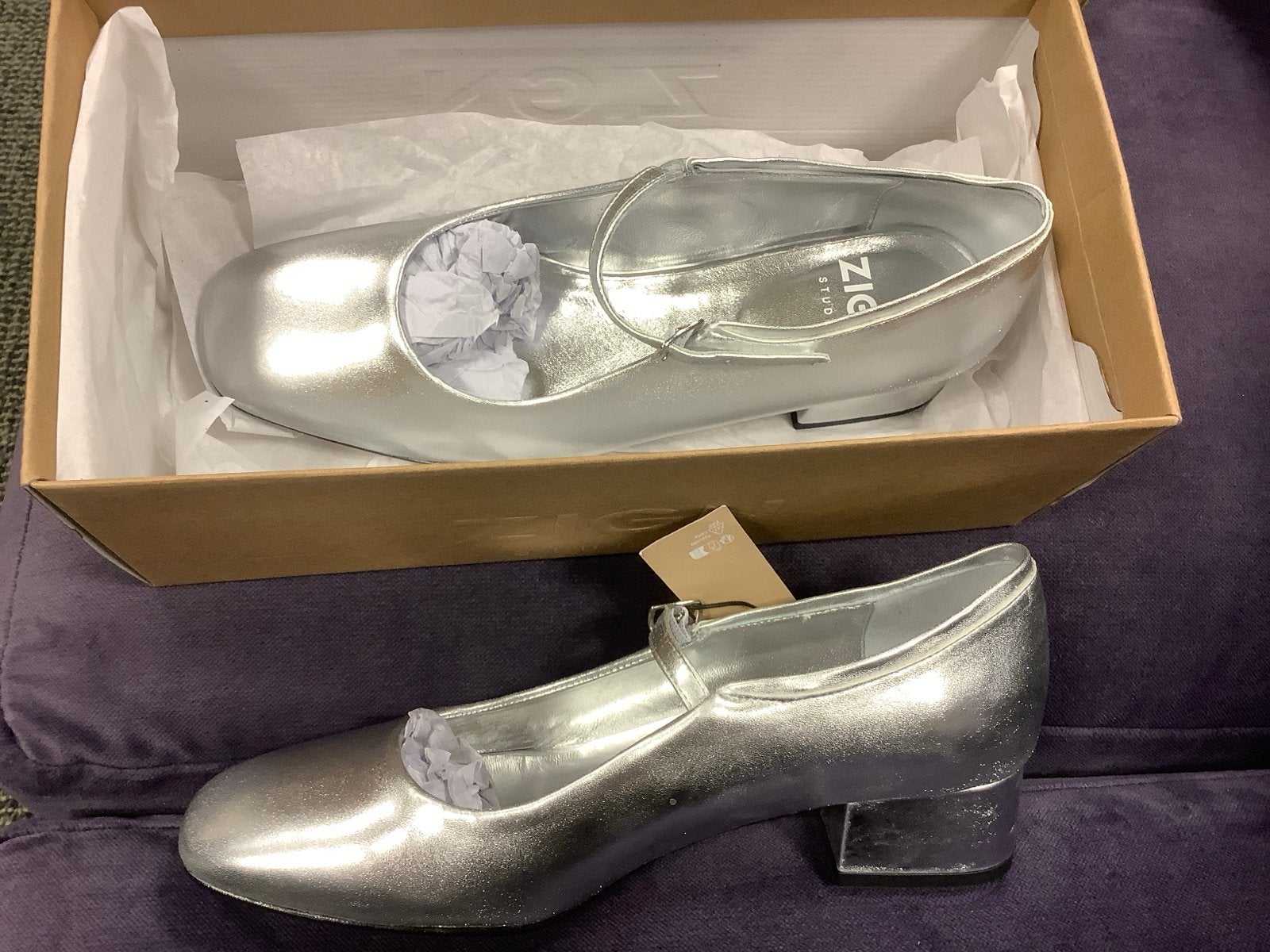 ZIGN Studio Zilveren Mary Jane Schoenen - Maat 39, Ophalen, Nieuw, Overige kleuren, Schoenen met lage hakken