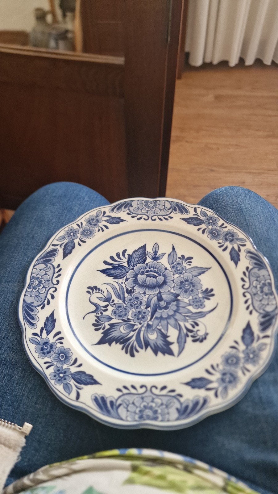 Prachtig gaaf Dutch Blue wandbord met geschulpte rand. d 22., Ophalen of Verzenden
