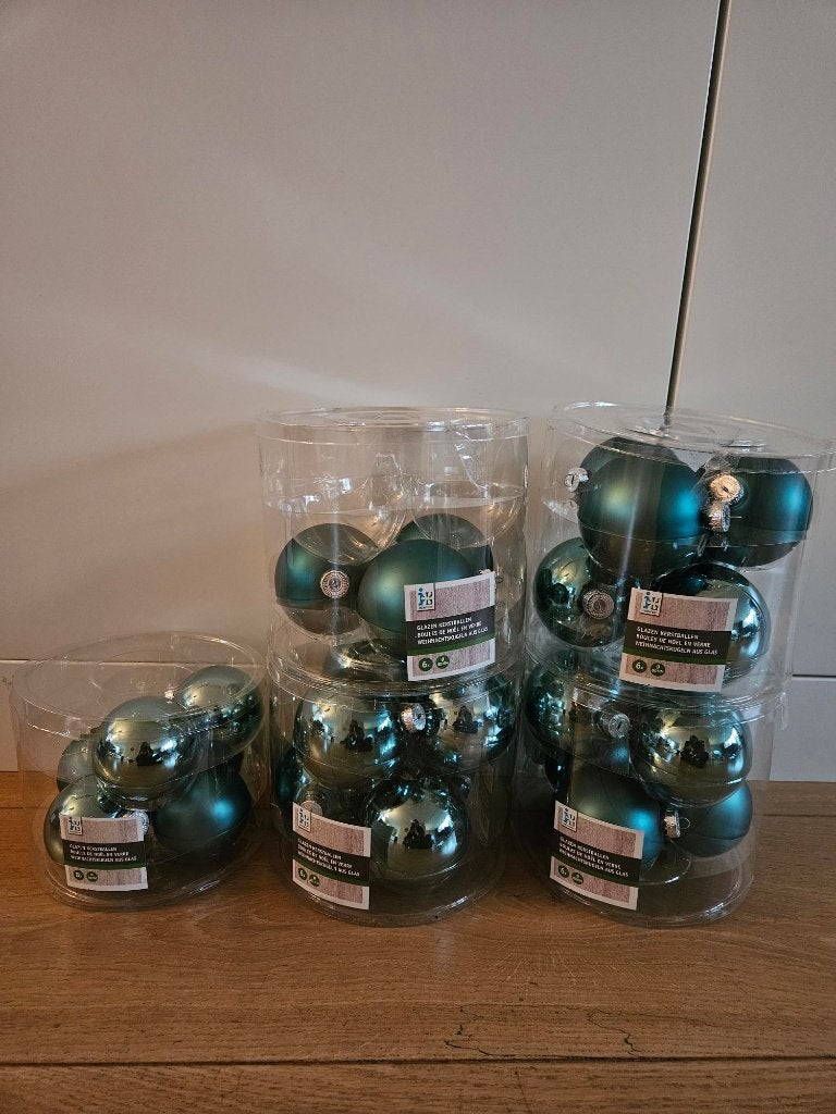 27 kerstballen aqua blauw/petrol van Intratuin, Diversen, Ophalen, Gebruikt