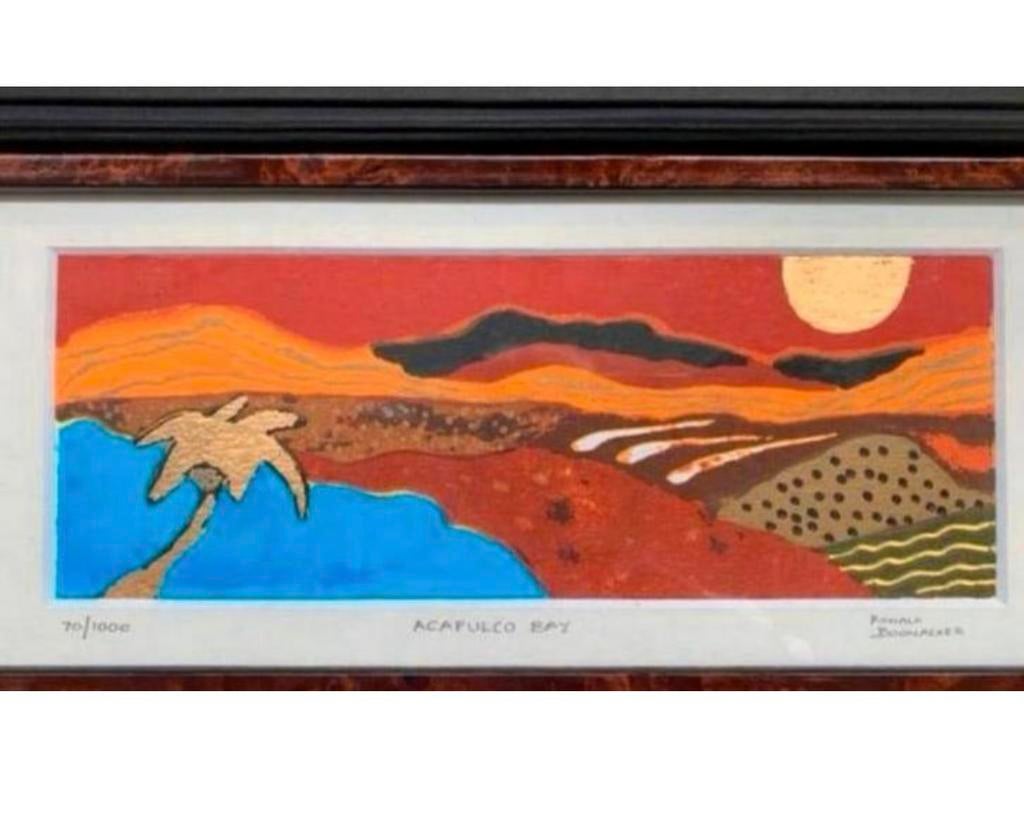 Zeefdruk oude Ronald Boonacker Acapulco Bay nummer 70., Antiek en Kunst, Kunst | Litho's en Zeefdrukken, Ophalen of Verzenden