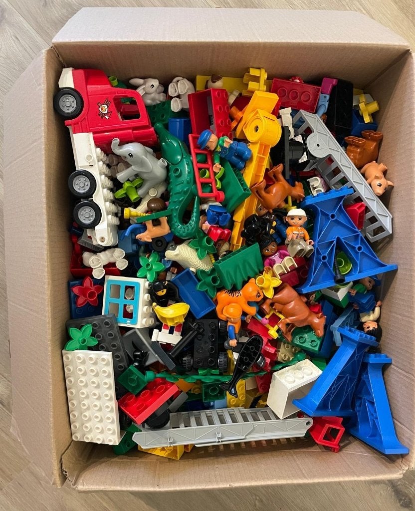 Grote doos met meer dan 500 duplo stenen dieren figuren e.d., Gebruikt, Overige thema's, Ophalen of Verzenden, Inclusief minifiguren