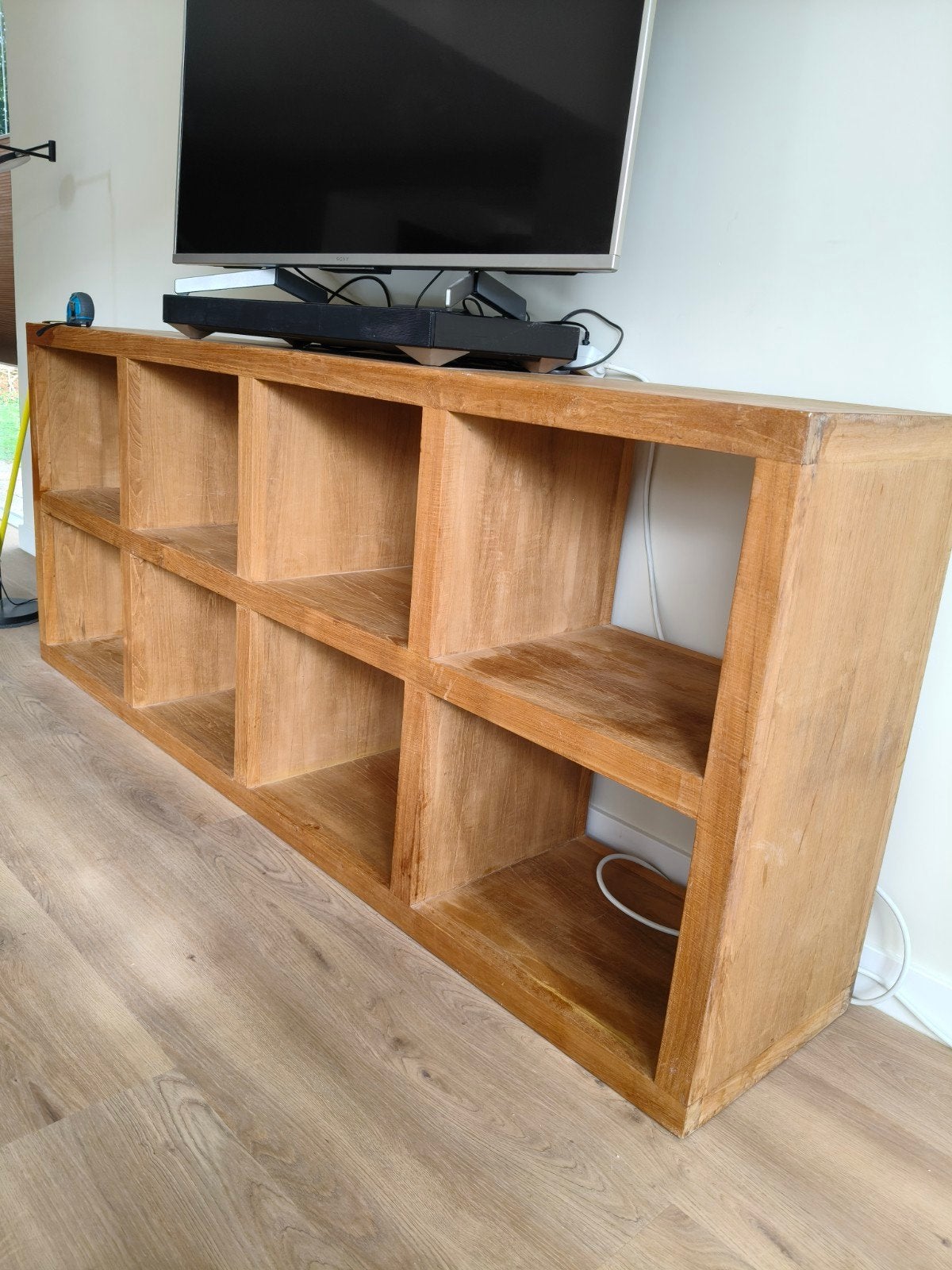 Onbehandeld Teakhouten Vakkenkast - TV-meubel/Roomdivider, Huis en Inrichting, Ophalen, Gebruikt, 150 tot 200 cm, Teakhout