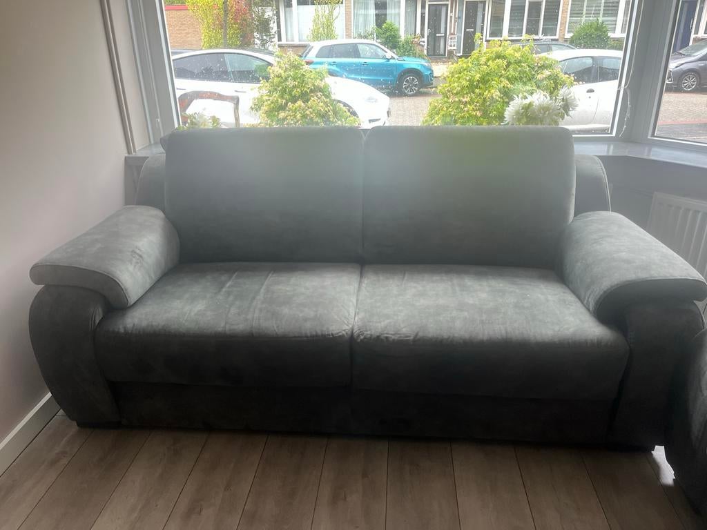 Comfortabele 2-zitsbank - Groen fluweel, Ophalen, 150 tot 200 cm, Tweepersoons, 75 tot 100 cm