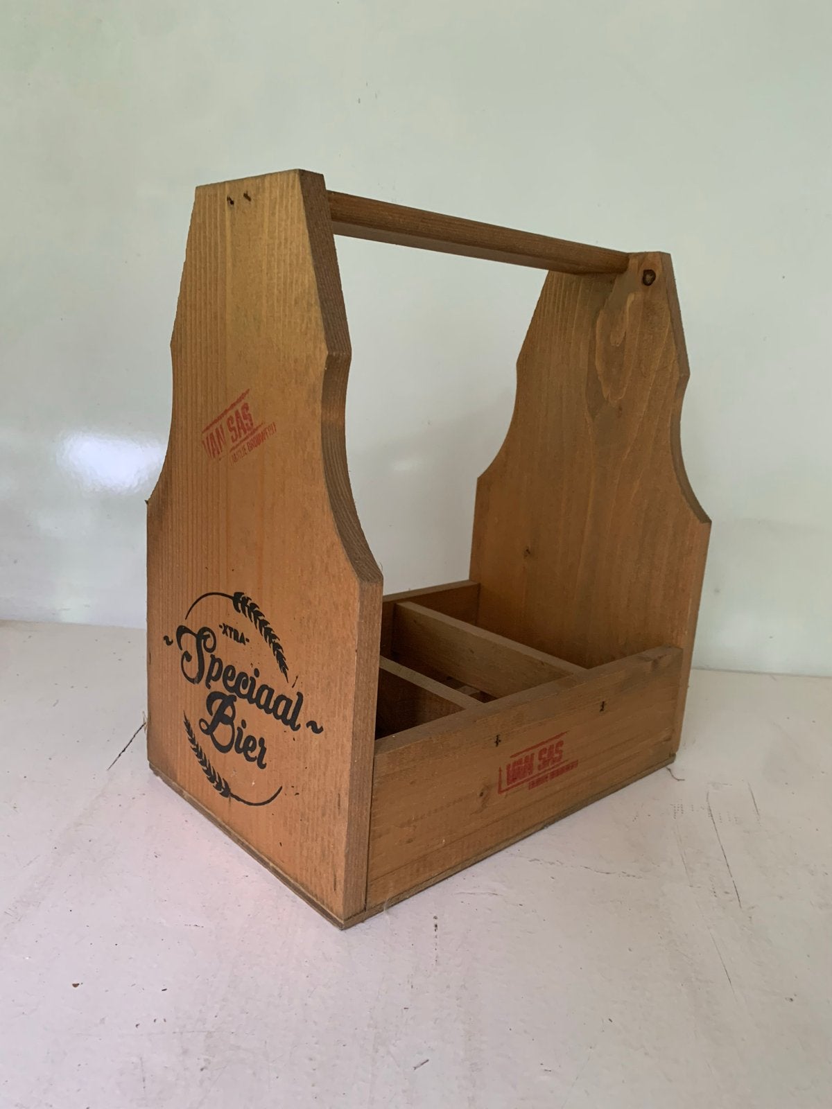 Vintage houten bierkistje man cave Speciaal Bier Van Sas, Ophalen of Verzenden, Zo goed als nieuw, Reclamebord, Plaat of Schild