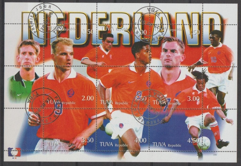 Vel Postzegels Voetbal Oranje 1999, Ophalen of Verzenden, Gestempeld, Sport