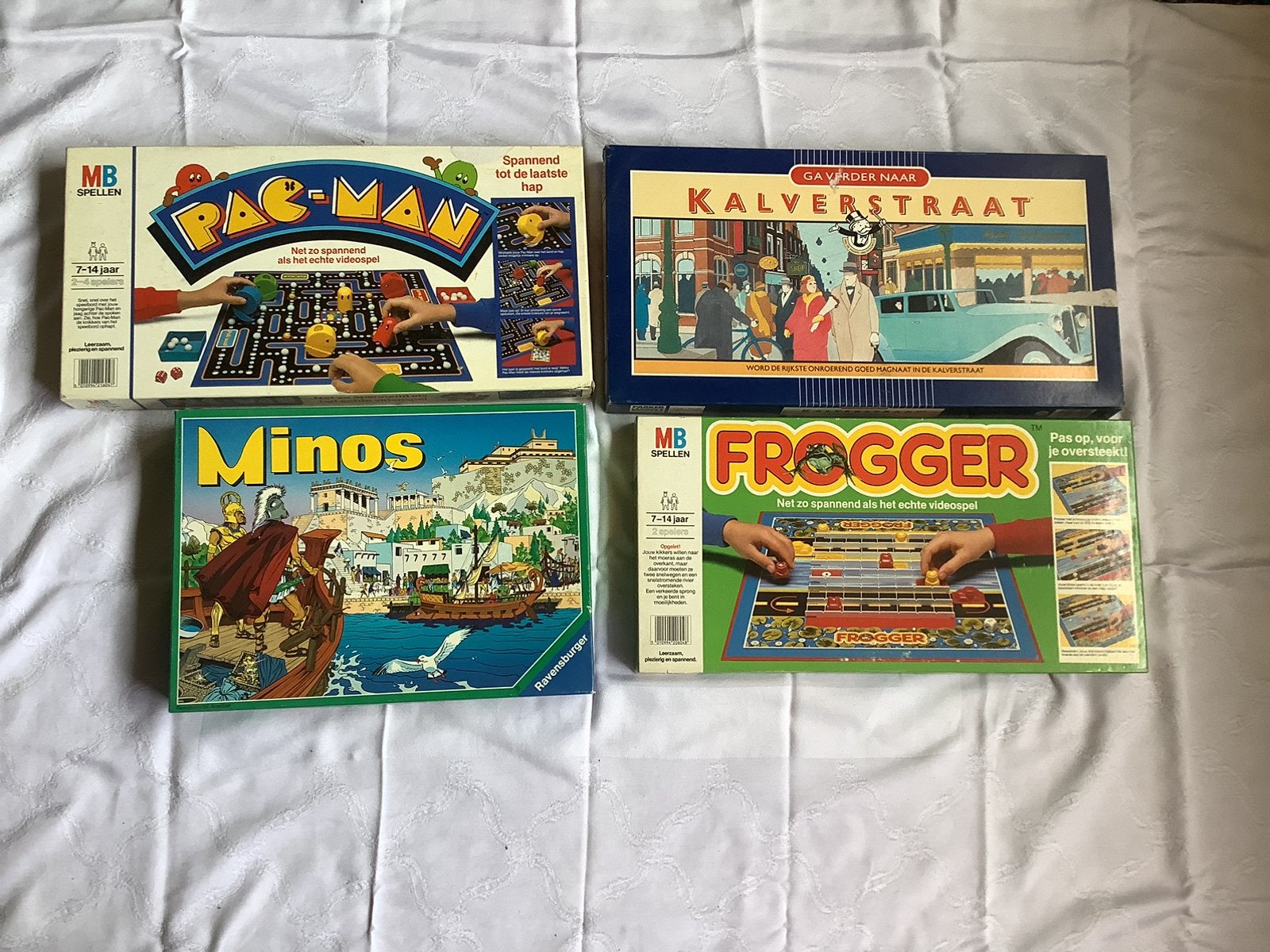 Bordspellen. Pac man,Kalferstraat, Minos en Frogger., Ophalen, Zo goed als nieuw