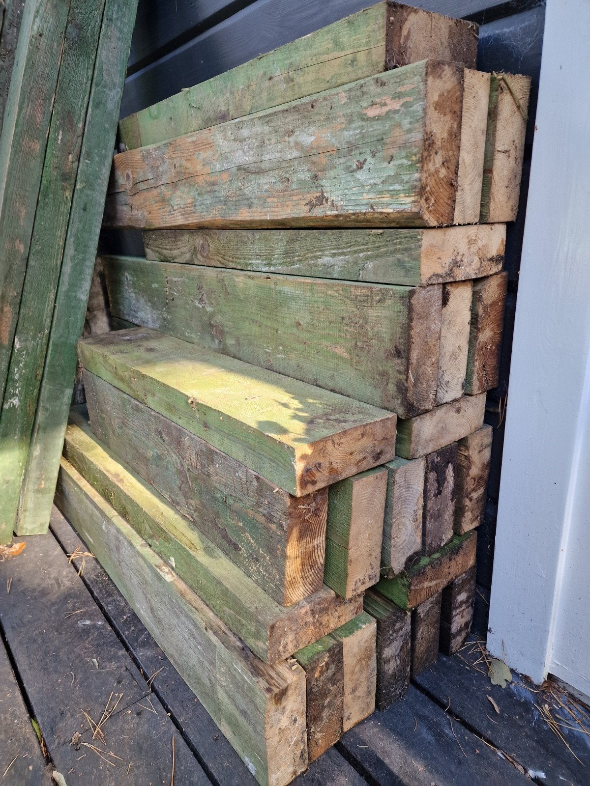 Gebruikte geïmpregneerde balken, ca. 110 cm lang, Gebruikt, 50 mm of meer, Balk, Minder dan 200 cm
