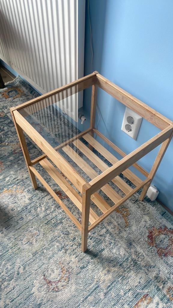 Ikea bijzettafeltje met glas, Tuin en Terras, Ophalen of Verzenden, Zo goed als nieuw